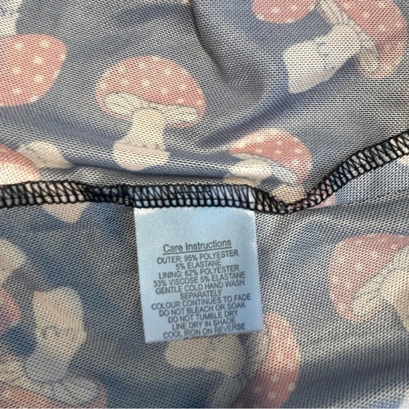 Dangerfield Sheer Black Mesh Mushroom Print Unique Alt Goth Mock Neck Dress 6 - Picture 11 of 11